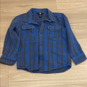Volcom Kids Blue and Gray Checkered Button Down Shirt